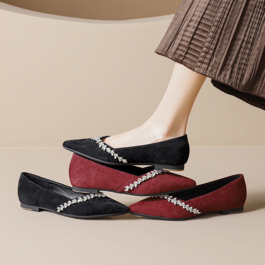 Damen Ballerinas mit funkelndem Strassbesatz und elegantem Spitzendesign R&B