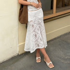 Damen Maxi-Rock aus exquisitem SpitzengewR&Be mit seitlichem Schlitz R&B