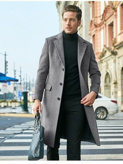 Herren eleganter und moderner Langmantel mit strukturiertem Obermaterial R&B