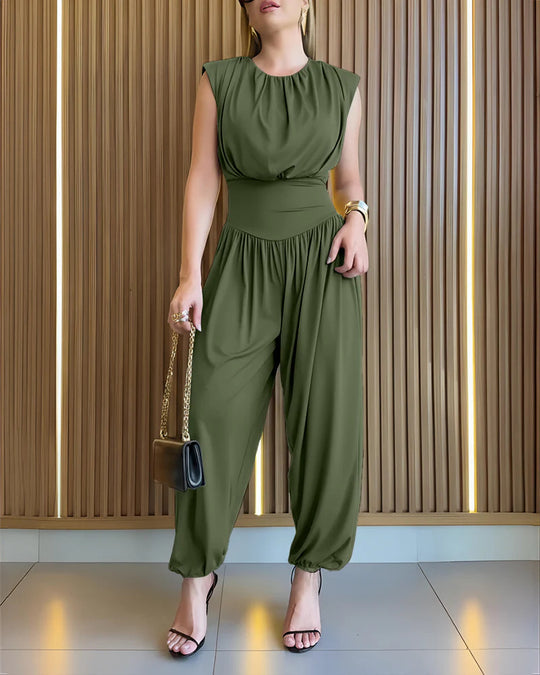 Damen modischer Jumpsuit mit elastischem Taillenbund und innovativem Schnitt R&B