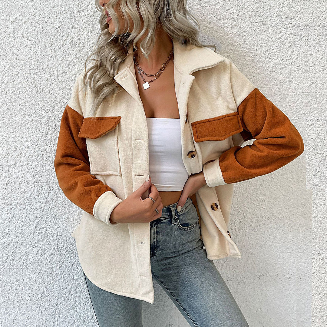 Damen modische Übergangsjacke mit Taschen und kontrastierenden Ärmeln R&B