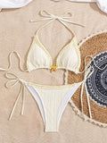 Damen Triangel-Bikini mit zarten Rüschendetails und eleganter Muschel-Applikation R&B