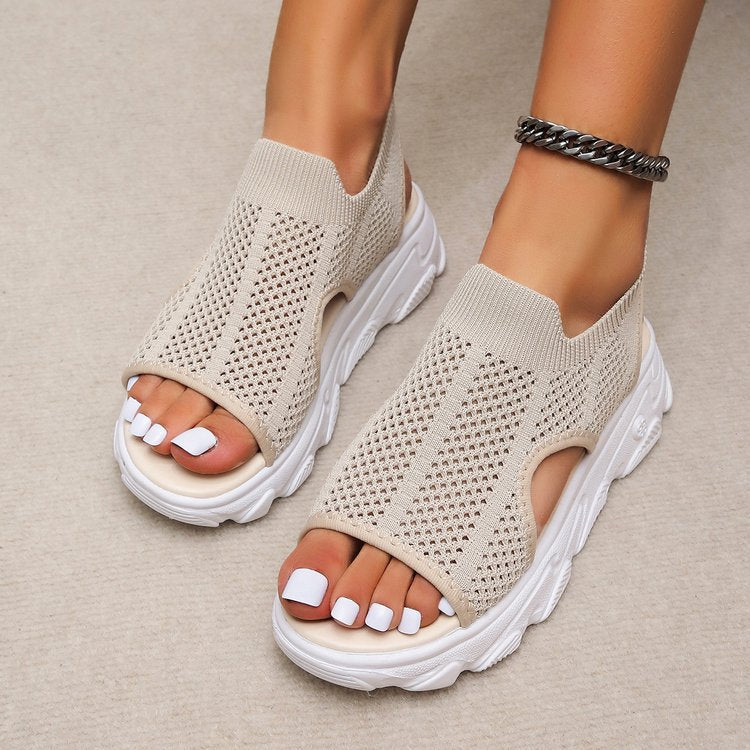 Damen Atmungsaktive Sport-Sandalen mit flexiblem Strickdesign und rutschfester Sohle R&B