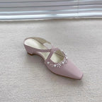 Damen Sling-Heels mit elegantem Perlen- und Blumen-Design