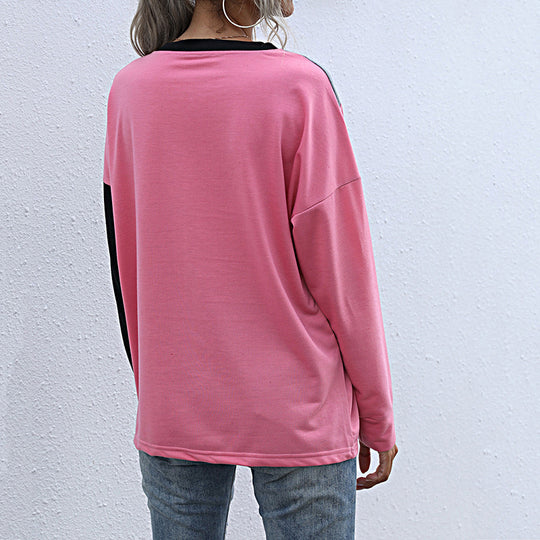 Damen Sportliches Sweatshirt mit modischem Farbblockdesign R&B