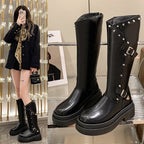 Damen Hochhackige Stiefel mit raffiniertem Riemen-Detail und glänzendem Finish R&B