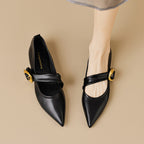 Damen elegante Ballerinas mit modernem Riemen und auffälliger Schnalle