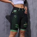 Damen Jeansshorts mit kreativen Cut-Outs und trendiger Waschung R&B