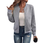Damen sportliche Bomberjacke mit strukturiertem Design und hohen Bündchen R&B