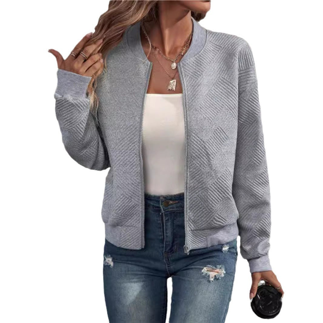 Damen sportliche Bomberjacke mit strukturiertem Design und hohen Bündchen R&B