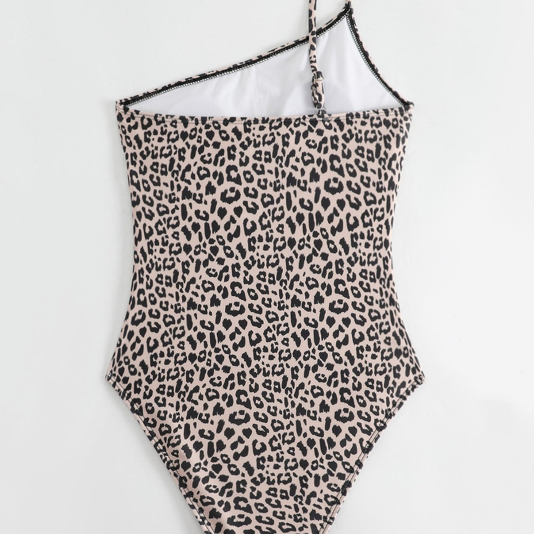 Damen One-Shoulder Badeanzug mit stylischem Animal-Print und femininen Raffungen R&B