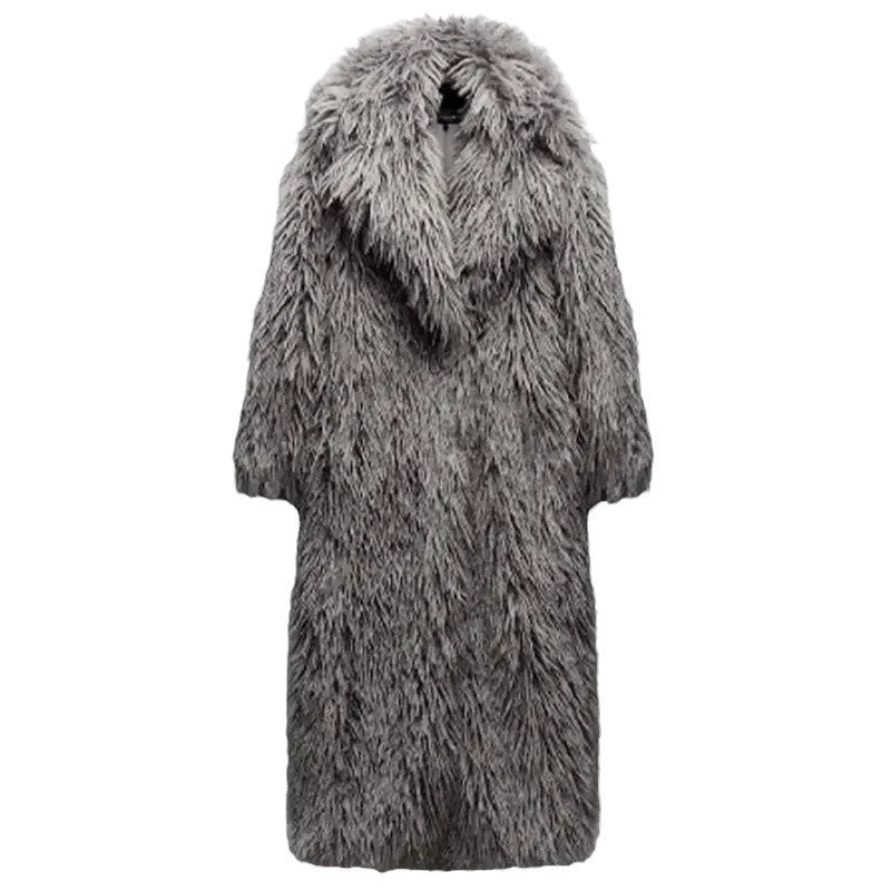 Damen Flauschiger Oversized-Mantel aus Kunstpelz R&B