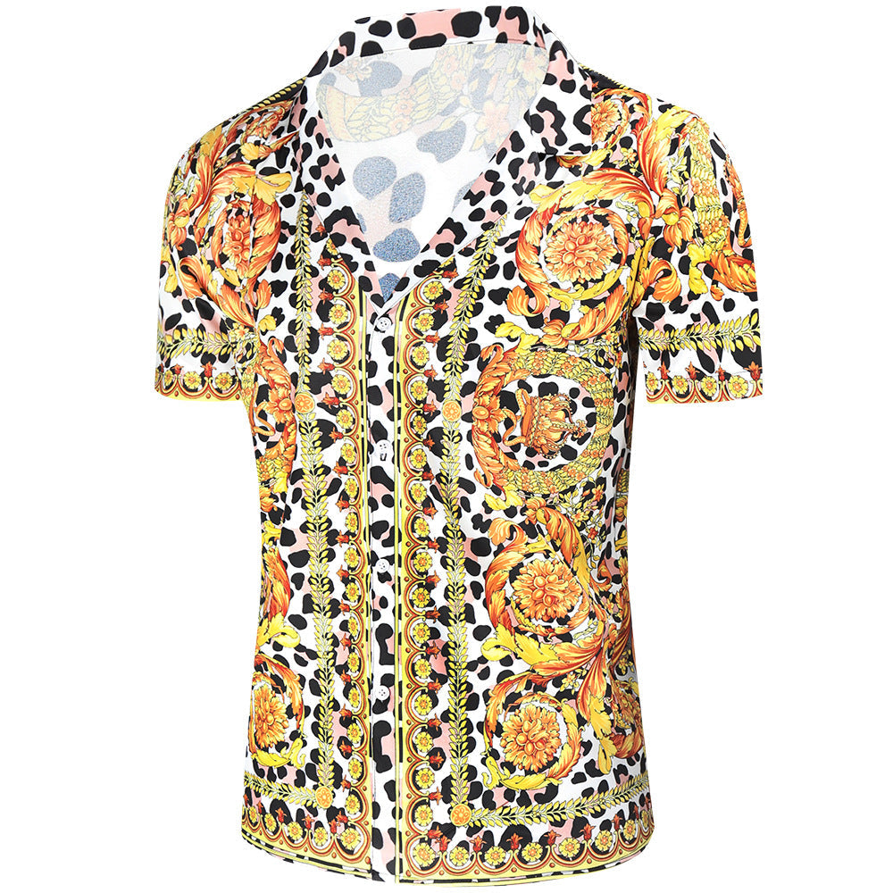 Herren Kurzarmhemd mit extravagantem Druck und luxuriösem Design