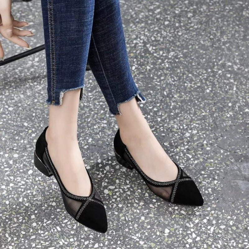 Damen Elegante Sling-Pumps mit transparentem Mesh-Einsatz und funkelnden Details R&B
