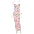 Damen Elegantes figurbetontes Maxikleid mit floralem Design R&B