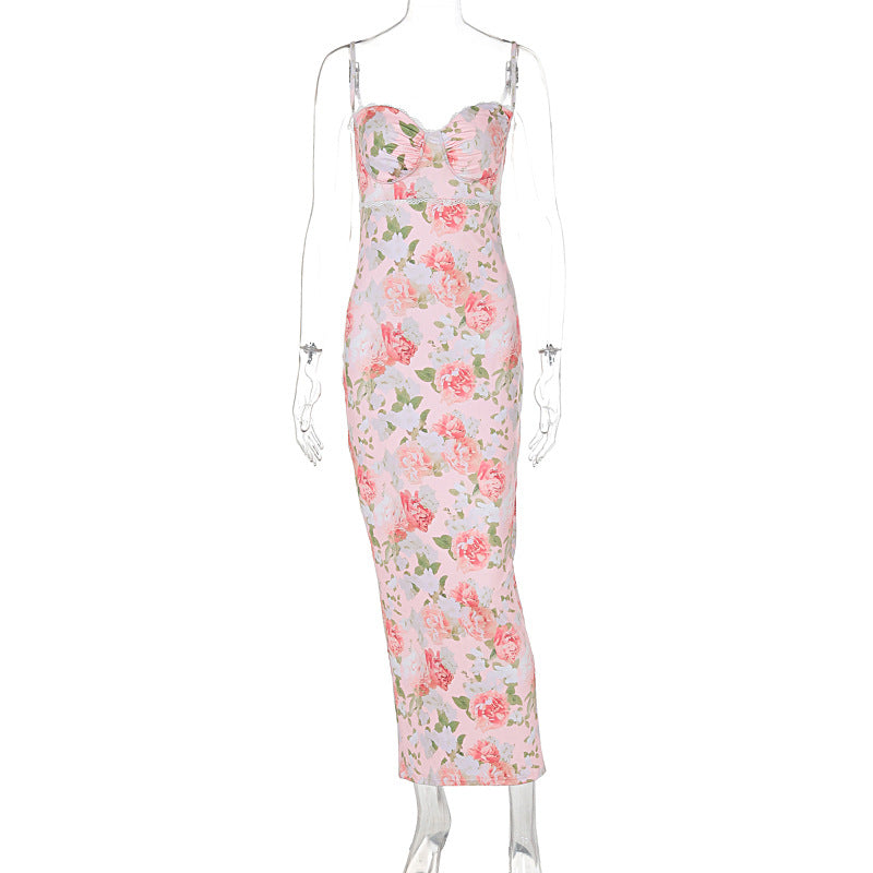 Damen Elegantes figurbetontes Maxikleid mit floralem Design R&B