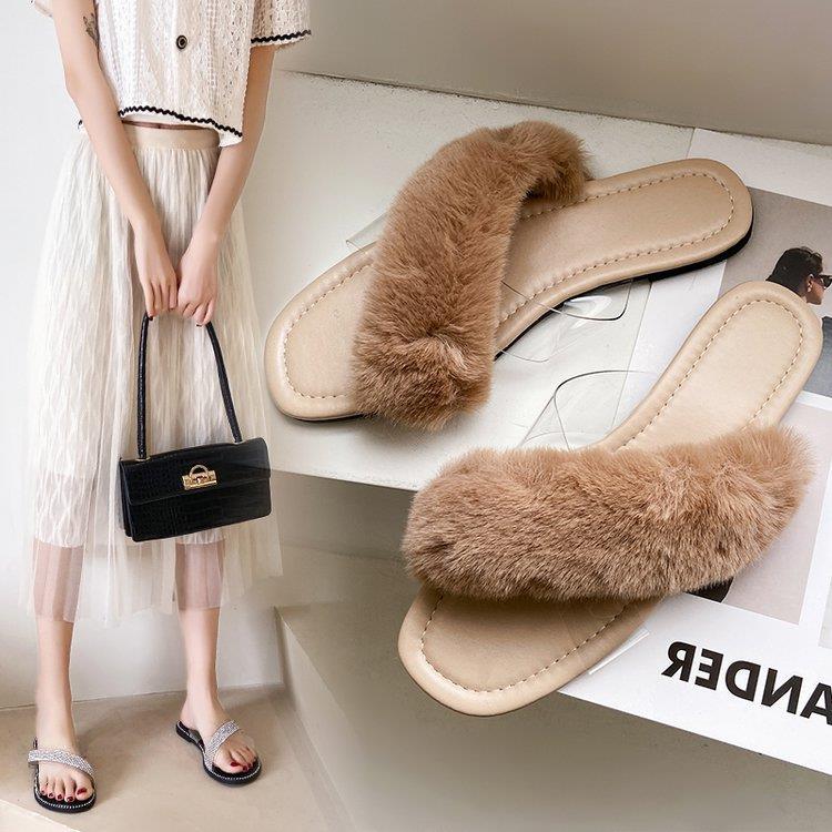 Damen Flausche Slides mit breitem Riemen R&B