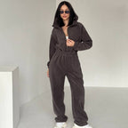 Damen Fleece Jogginganzug mit kurzem Reißverschluss R&B