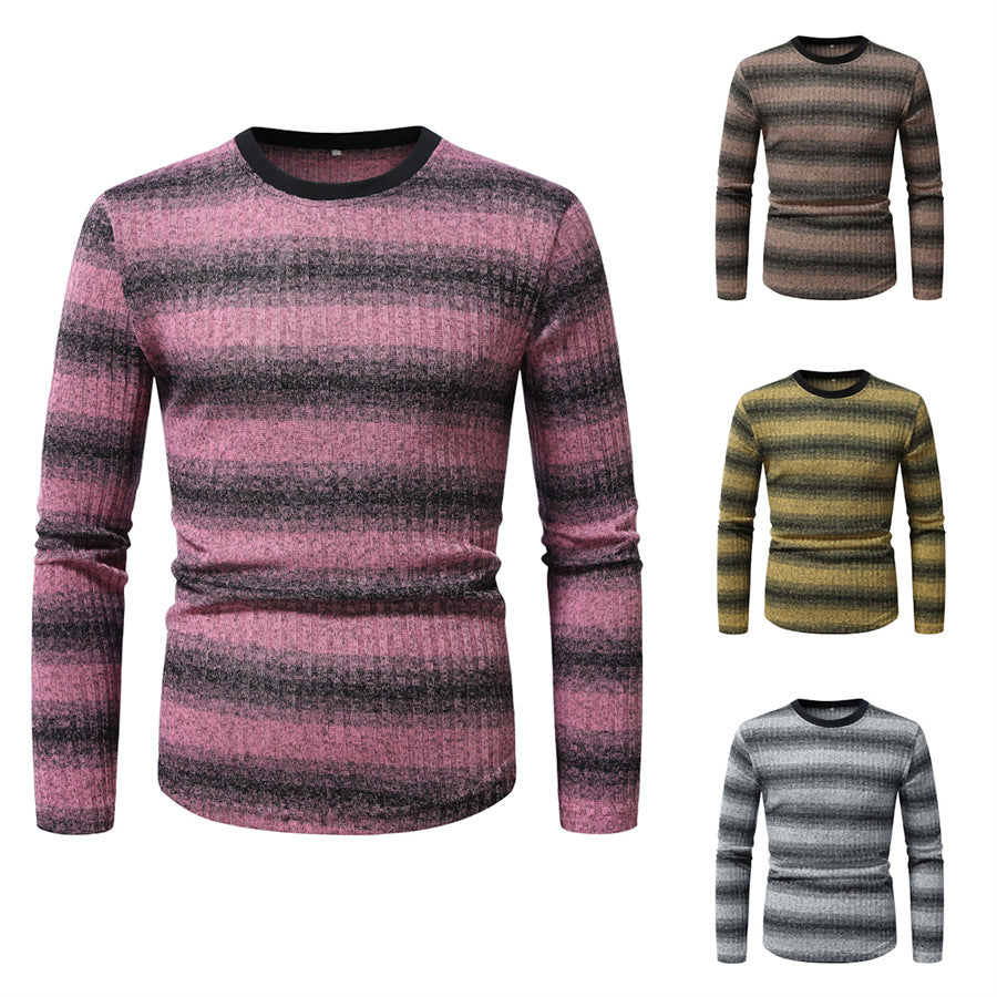 Herren Langarmshirt aus strukturiertem Material mit modischem Streifenmuster R&B