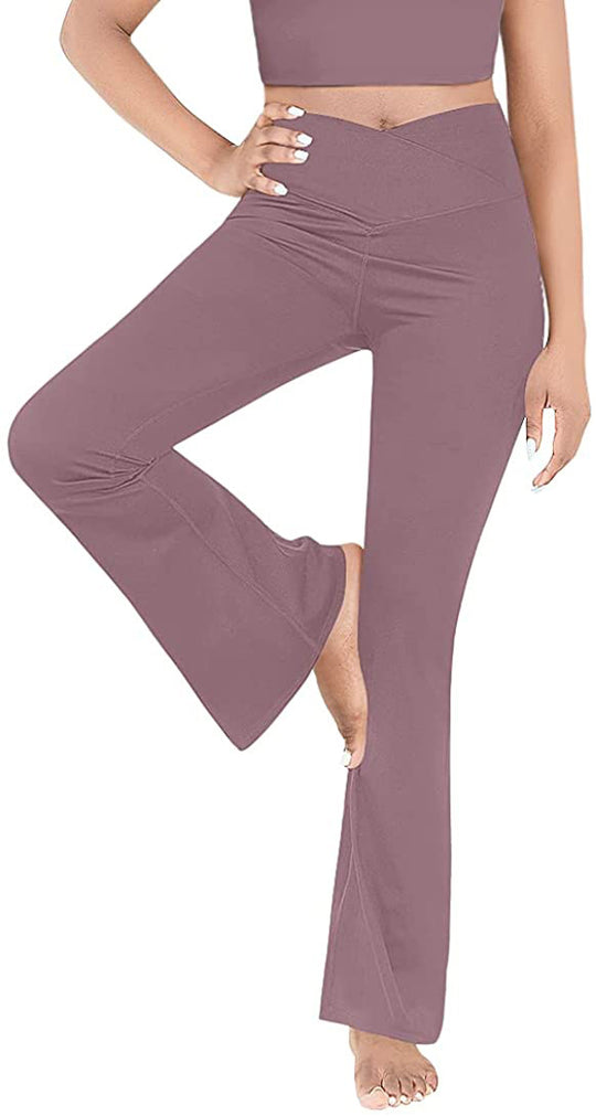 Damen Bootcut Yoga-Hose aus elastischem Material mit hohem Bund R&B