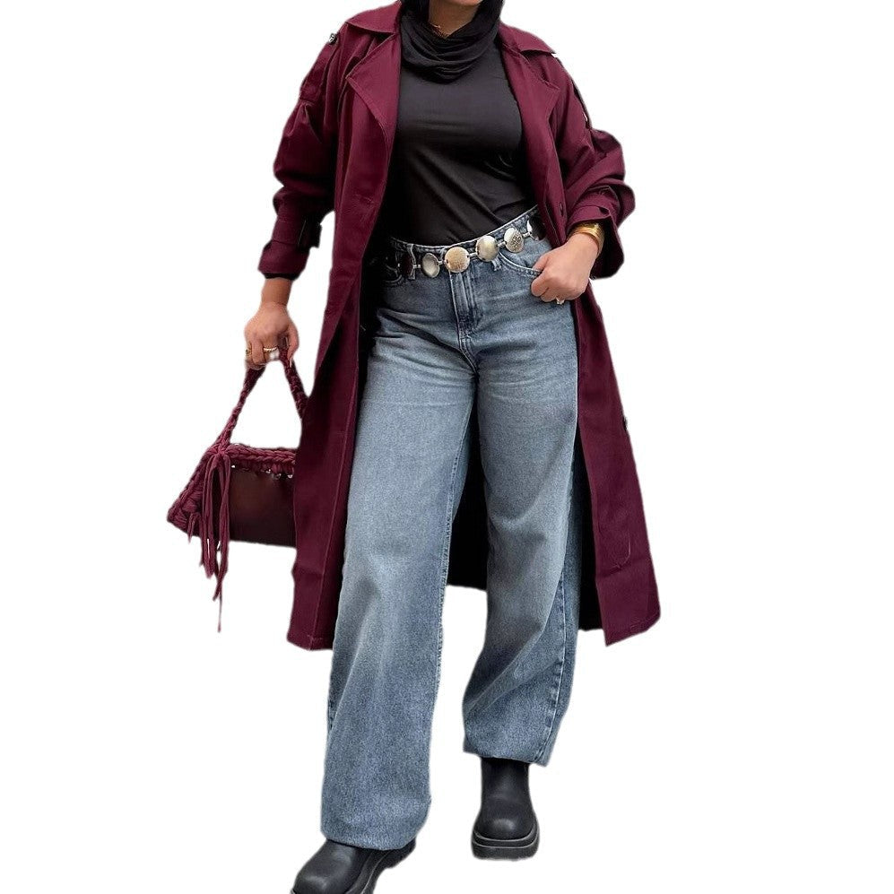 Damen trendiger Trenchcoat mit stilvollem Schnitt und praktischen Taschen R&B