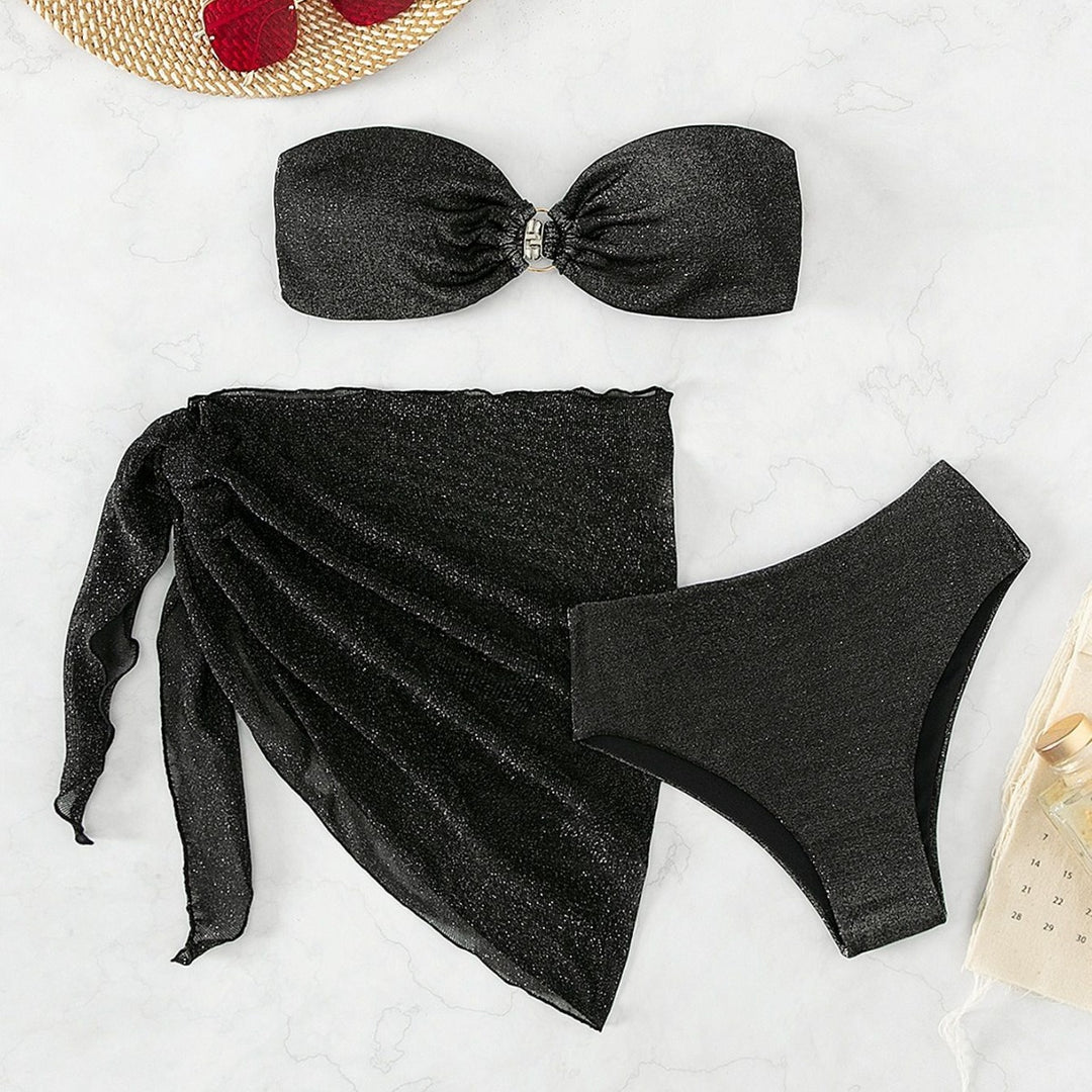 Damen Glamouröser Bandeau-Bikini mit Glitzer-Details R&B