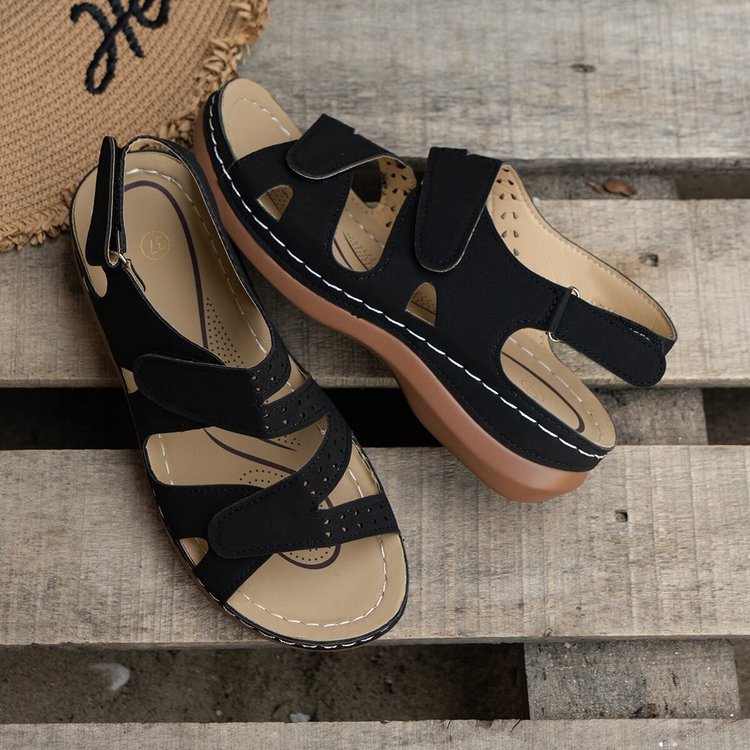 Damen Komfort-Sandalen mit ergonomischem Fußbett und eleganten Schnallen R&B