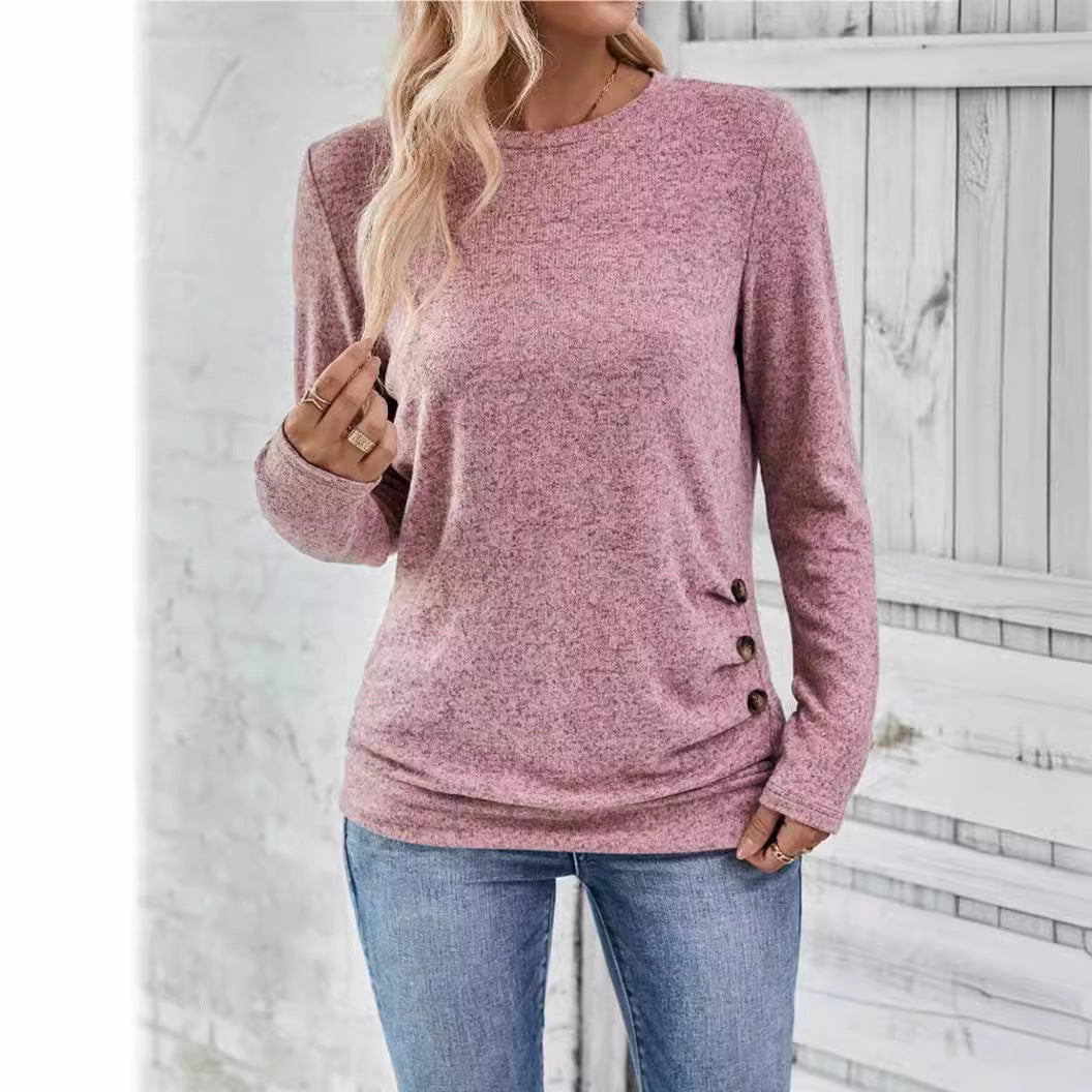 Damen lässiges Langarmshirt mit asymmetrischem Schnitt R&B