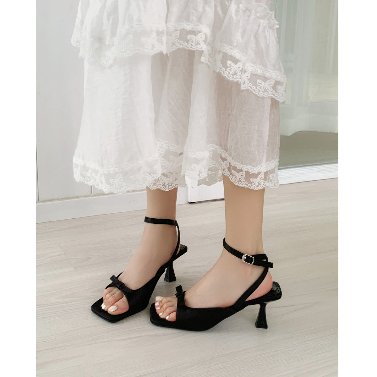 Damen elegante Slingback-Sandalen mit modischem Schleifenakzent