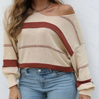 Damen lässiger Strickpullover mit weitem Schnitt
