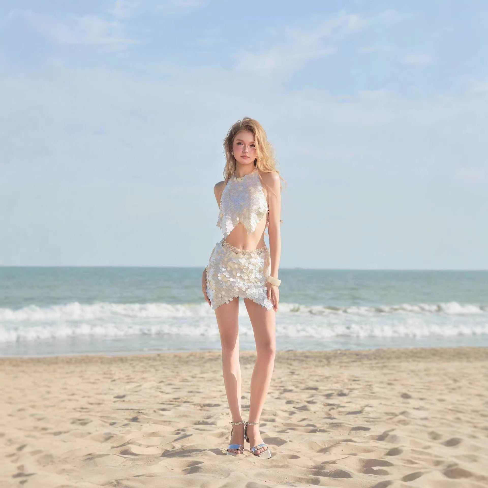 Damen Glamouröses Bikiniset mit Schuppen-Optik R&B