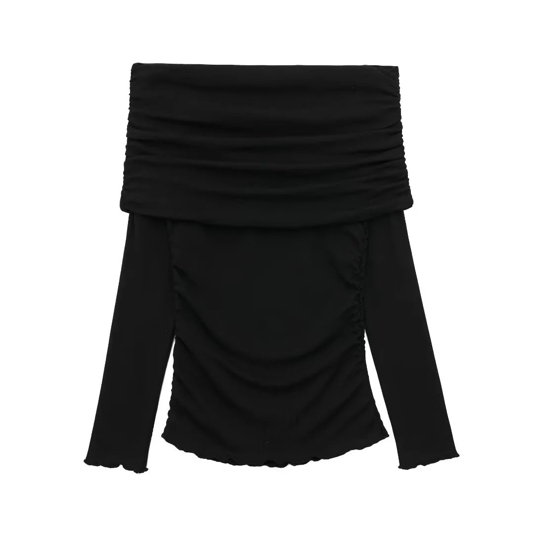 Damen Off-Shoulder Bluse mit Raffung R&B