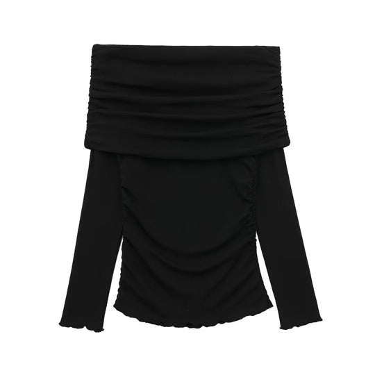 Damen Off-Shoulder Bluse mit Raffung R&B