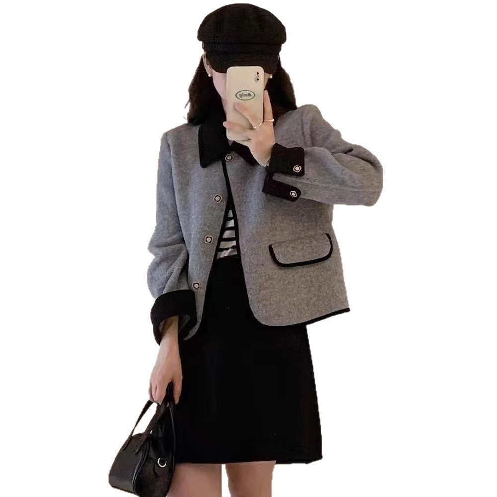 Damen elegante Kurzjacke mit kontrastierenden Details R&B