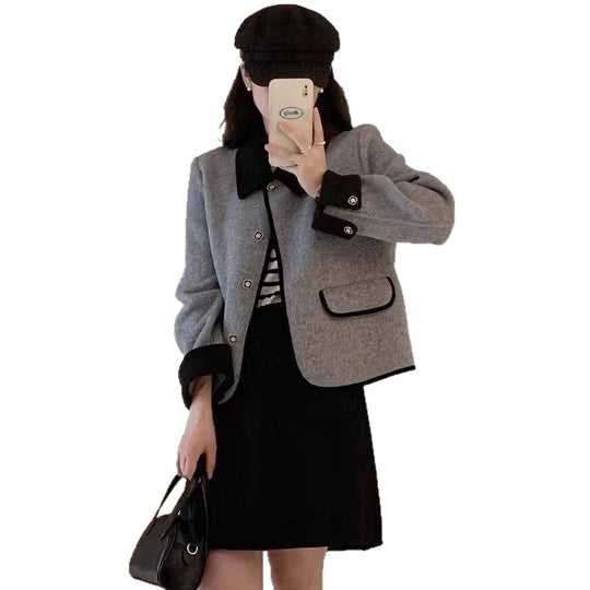 Damen elegante Kurzjacke mit kontrastierenden Details R&B
