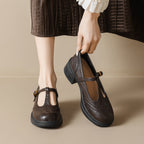 Damen Ballerinas mit modischem Riemen und stilvollem Blockabsatz