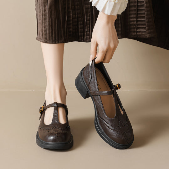 Damen Ballerinas mit modischem Riemen und stilvollem Blockabsatz R&B