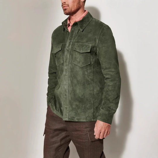 Herren Suede Jacke mit zwei aufgesetzten Taschen und modernem Schnitt R&B
