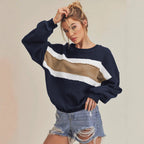 Damen Kuscheliger Oversized Pullover mit Streifen