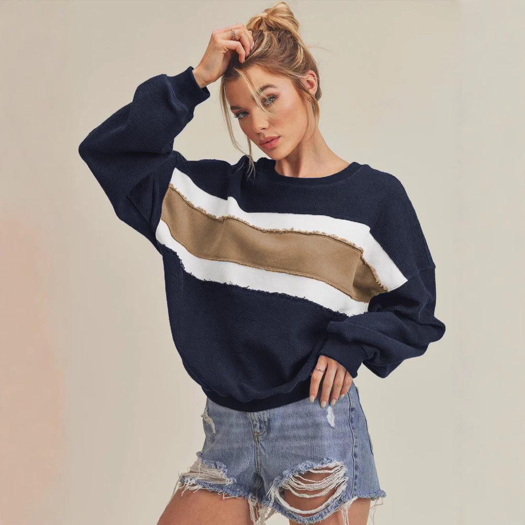 Damen Kuscheliger Oversized Pullover mit Streifen