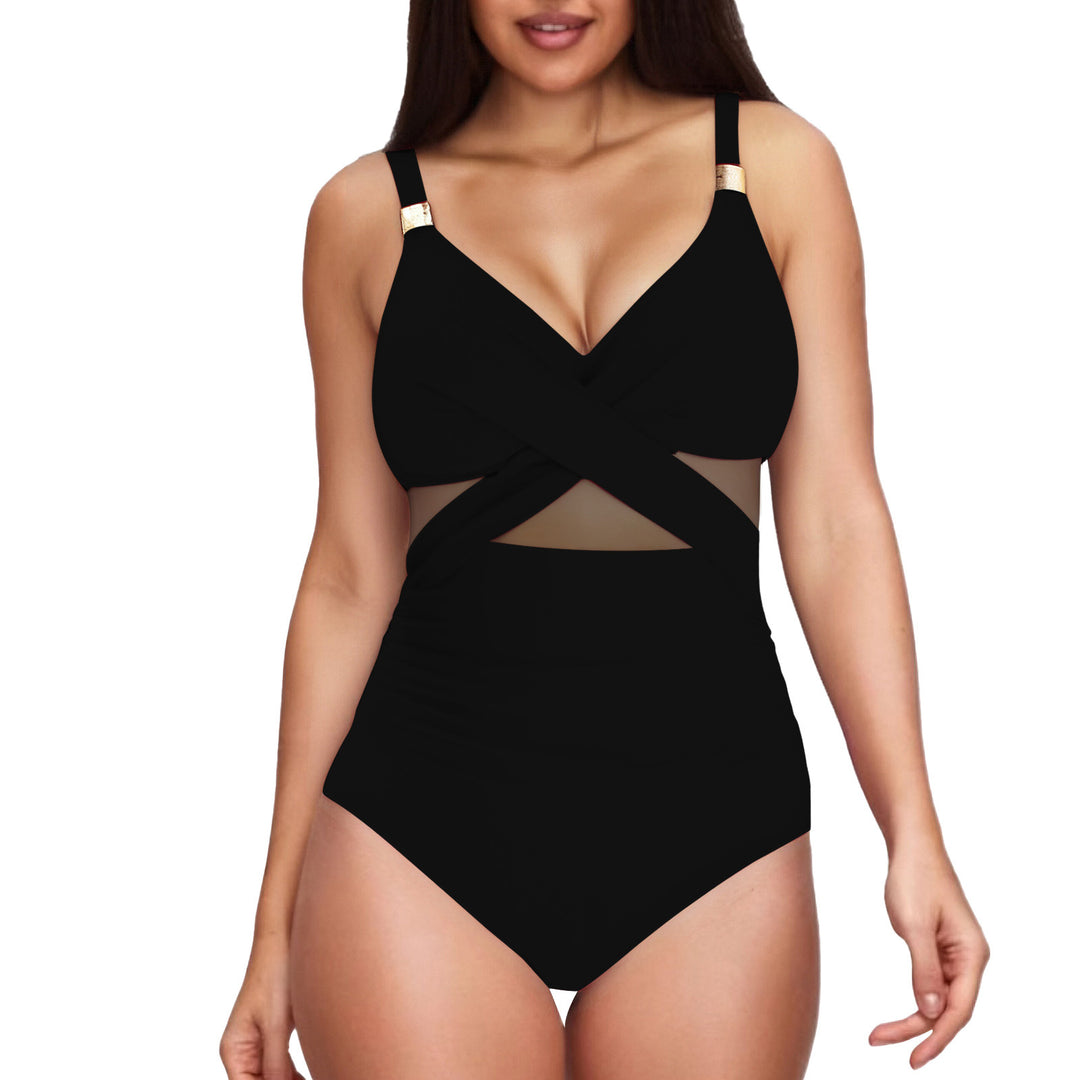Damen Eleganter Einteiler mit transparenter Einsätzen R&B