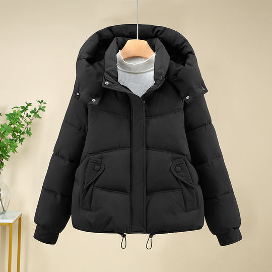 Damen moderne Pufferjacke mit abnehmbarer Kapuze und praktischen Taschen R&B