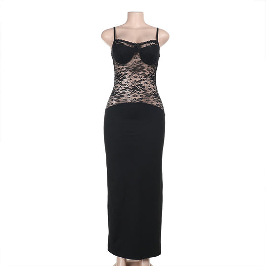 Damen elegantes Spitzenkleid mit figurbetontem Unterteil und verführerischem Oberteil R&B