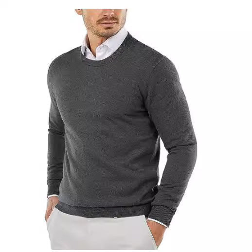 Herren eleganter Rundhals-Pullover aus feiner Baumwolle R&B