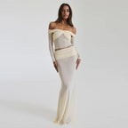 Damen Raffiniertes zweiteiliges Abendkleid im Off-Shoulder-Stil R&B