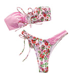 Damen Bandeau-Bikini Set mit floralem Design R&B