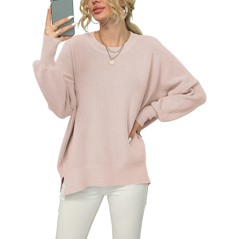 Damen lockerer Strickpullover mit weitem Schnitt R&B