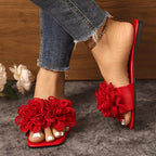 Damen elegante Slide-Sandalen mit floralen Applikationen R&B