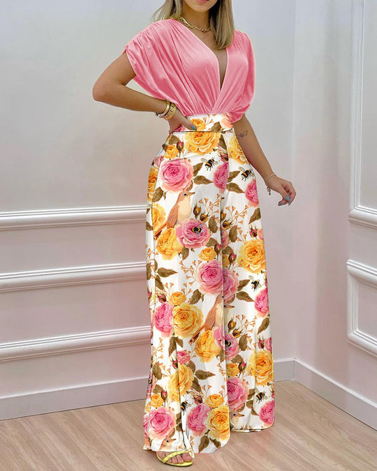 Damen Weit geschnittene Sommerhose mit floralem Design R&B