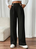 Damen Weitgeschnittene Palazzo-Hose mit elegantem Knopfdetail R&B